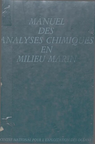 Manuel des analyses chimiques en milieu marin