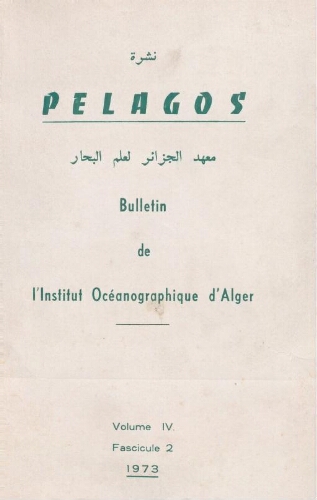 Pélagos: bulletin de l'institut océanographiqued'Alger