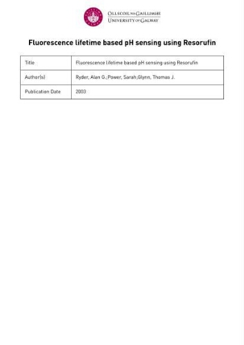 Fluorescence lifetime based pH sensing using Resorufin