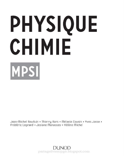 Physique-Chimie MPSI Physique-Chimie MPSI