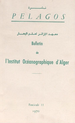 Pélagos: bulletin de l'institut océanographiqued'Alger fascicule 1