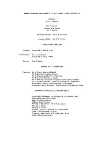 Advances in water pollution research: proceedings of the sixth international conference held in Jerusalem june 18-23 1972 (volume 3)