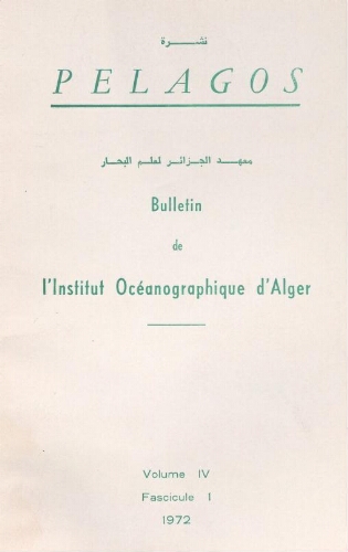 Pélagos: bulletin de l'institut océanographiqued'Alger