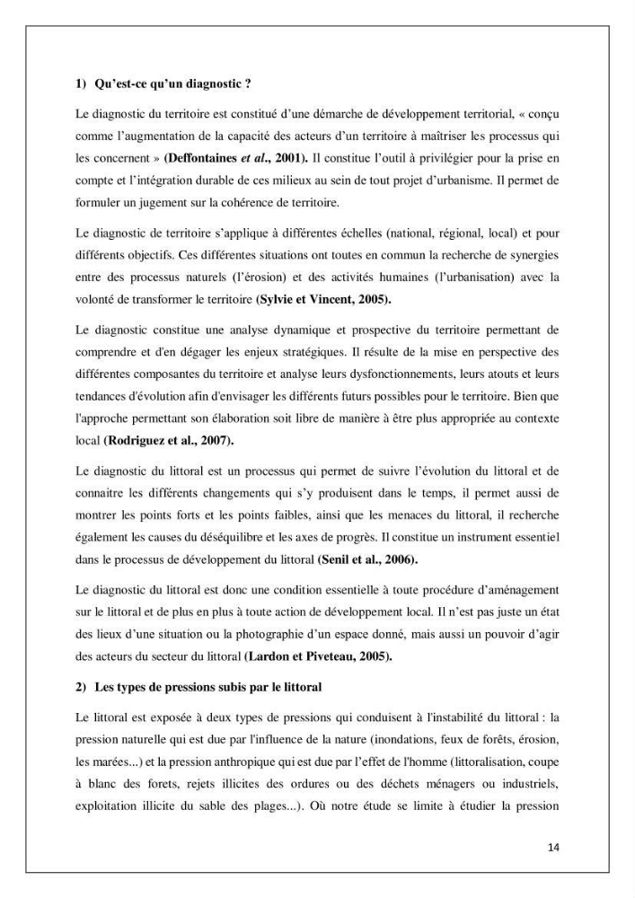 Diagnostic sur la pression exercée sur le littoral de Tipasa