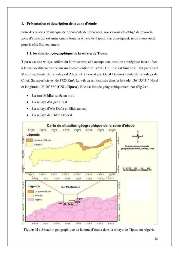 Diagnostic sur la pression exercée sur le littoral de Tipasa