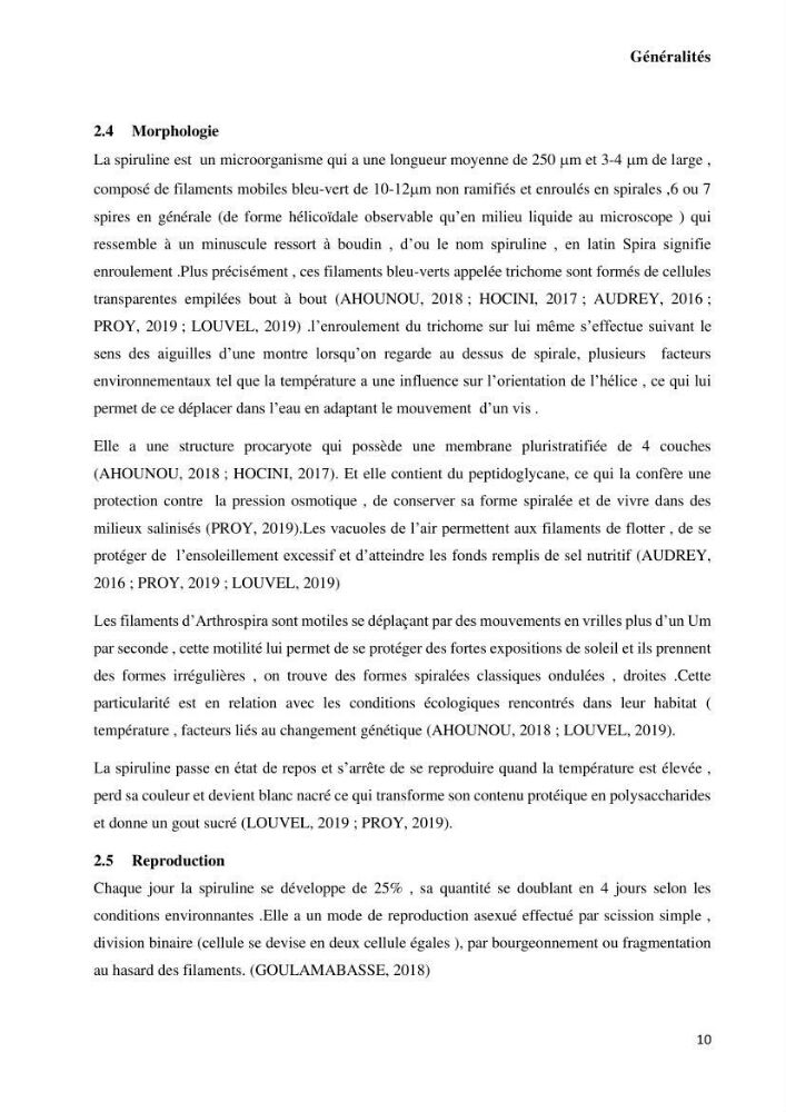 Extraction et purification de la phycocyanine à partir d’une microalgue *spiruline*caux possibilites cosmetiques.: