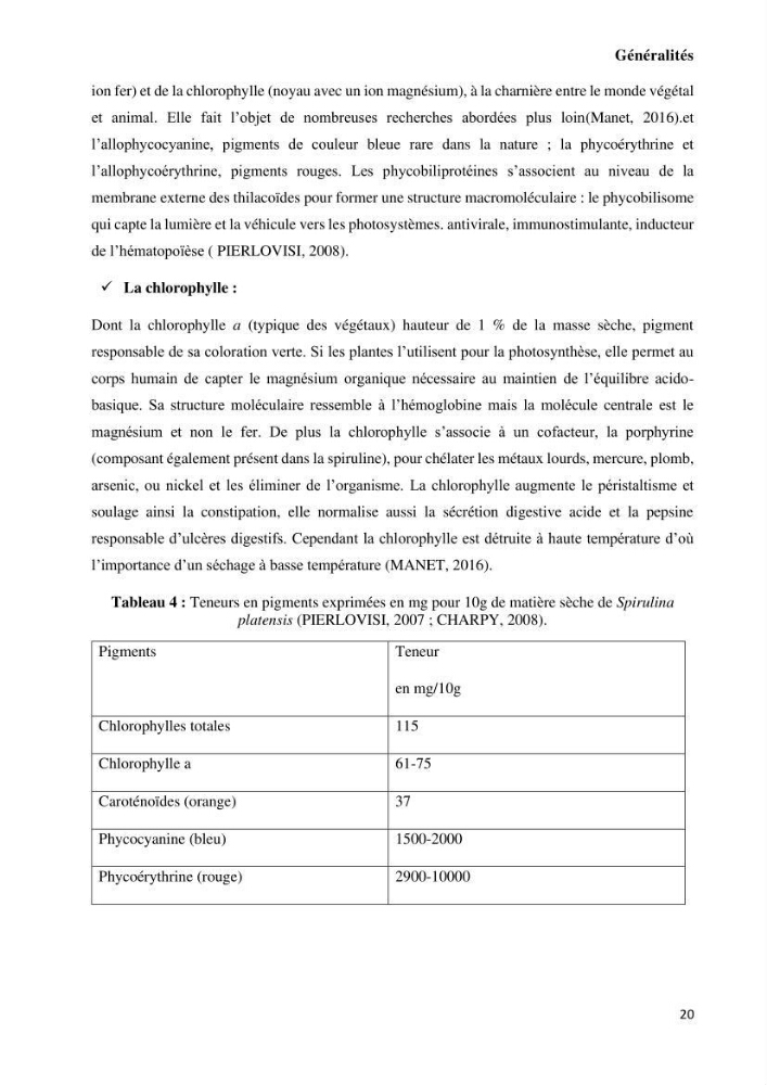 Extraction et purification de la phycocyanine à partir d’une microalgue *spiruline*caux possibilites cosmetiques.: