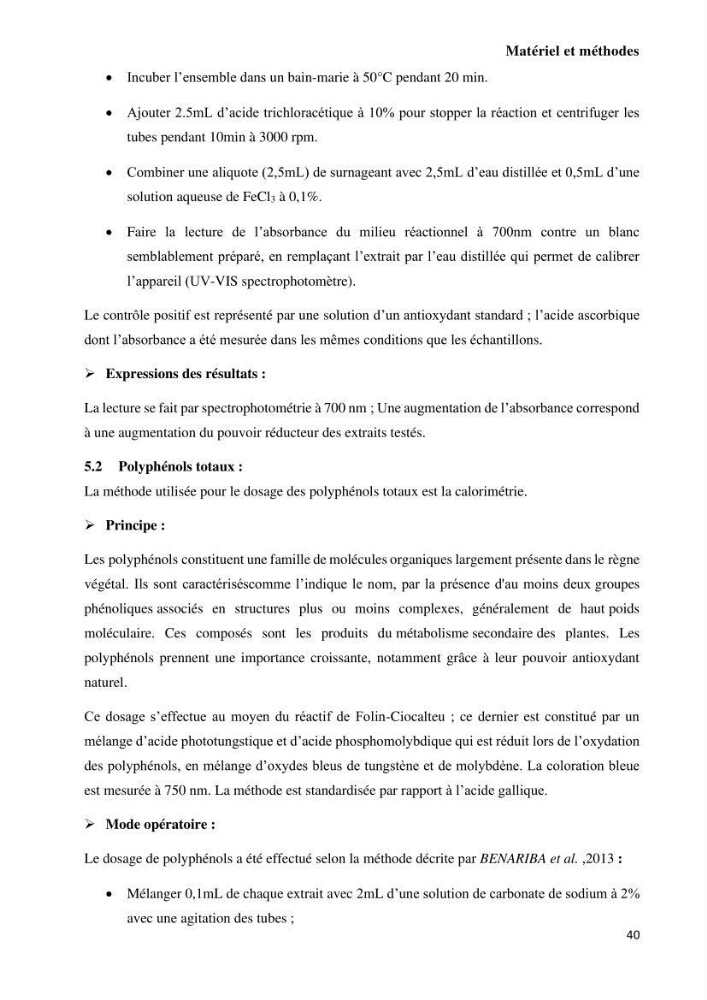 Extraction et purification de la phycocyanine à partir d’une microalgue *spiruline*caux possibilites cosmetiques.:
