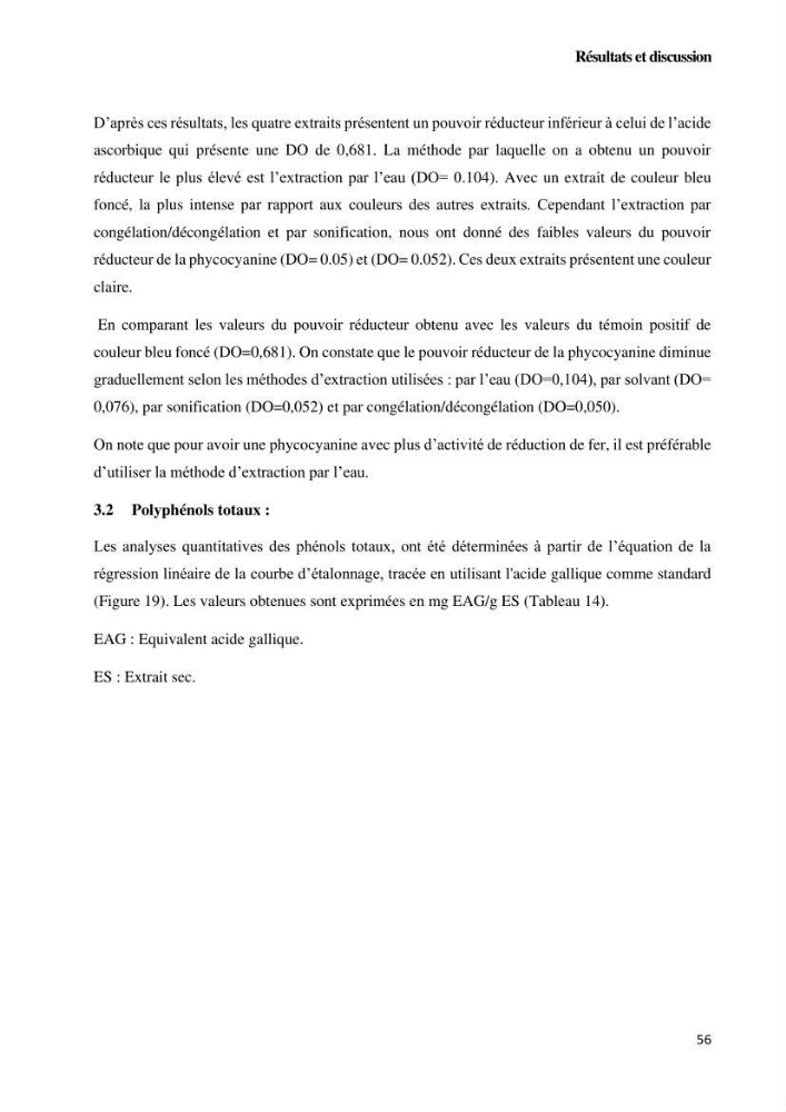 Extraction et purification de la phycocyanine à partir d’une microalgue *spiruline*caux possibilites cosmetiques.: