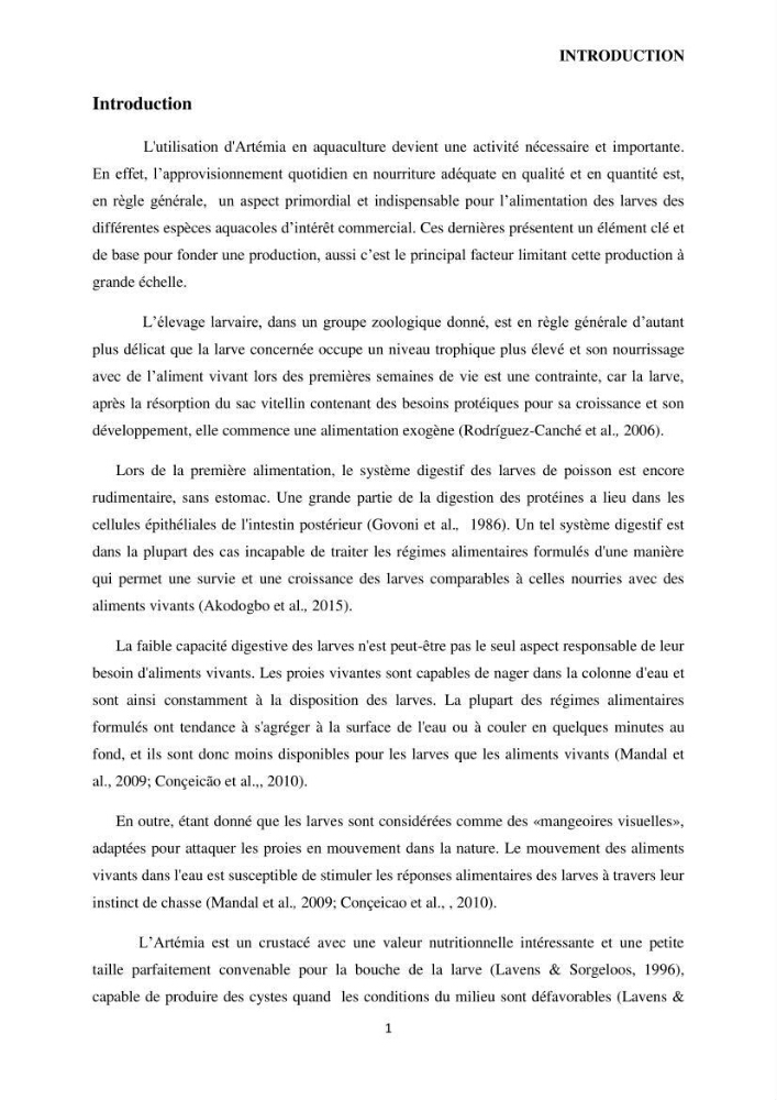 Evaluation des ressources d’artémie (Branchiopode) dans la partie ouest et sud-ouest de l’Algérie, une ressource alimentaire pour les poissons d’élevage.
