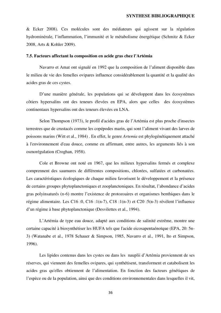 Evaluation des ressources d’artémie (Branchiopode) dans la partie ouest et sud-ouest de l’Algérie, une ressource alimentaire pour les poissons d’élevage.