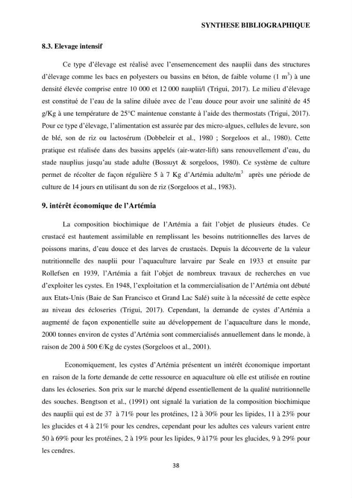 Evaluation des ressources d’artémie (Branchiopode) dans la partie ouest et sud-ouest de l’Algérie, une ressource alimentaire pour les poissons d’élevage.