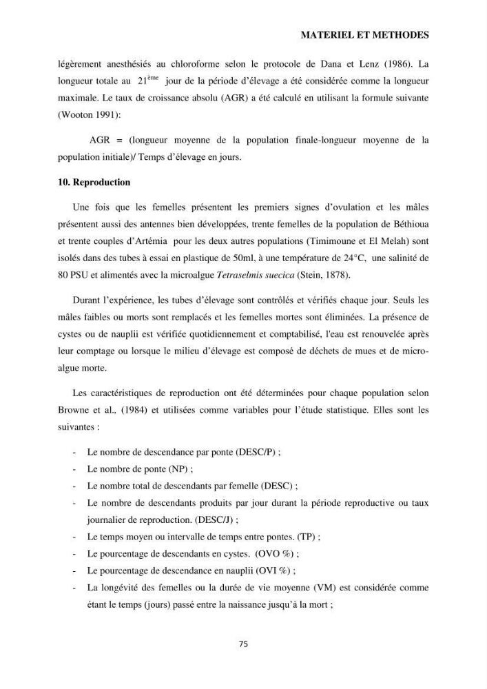 Evaluation des ressources d’artémie (Branchiopode) dans la partie ouest et sud-ouest de l’Algérie, une ressource alimentaire pour les poissons d’élevage.