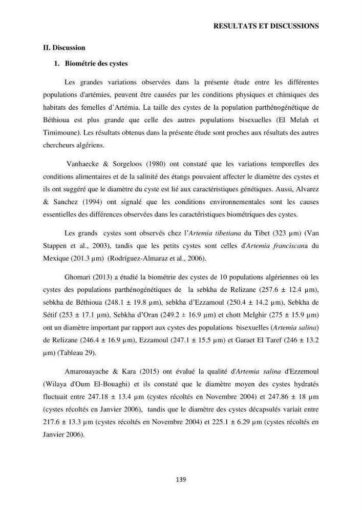 Evaluation des ressources d’artémie (Branchiopode) dans la partie ouest et sud-ouest de l’Algérie, une ressource alimentaire pour les poissons d’élevage.