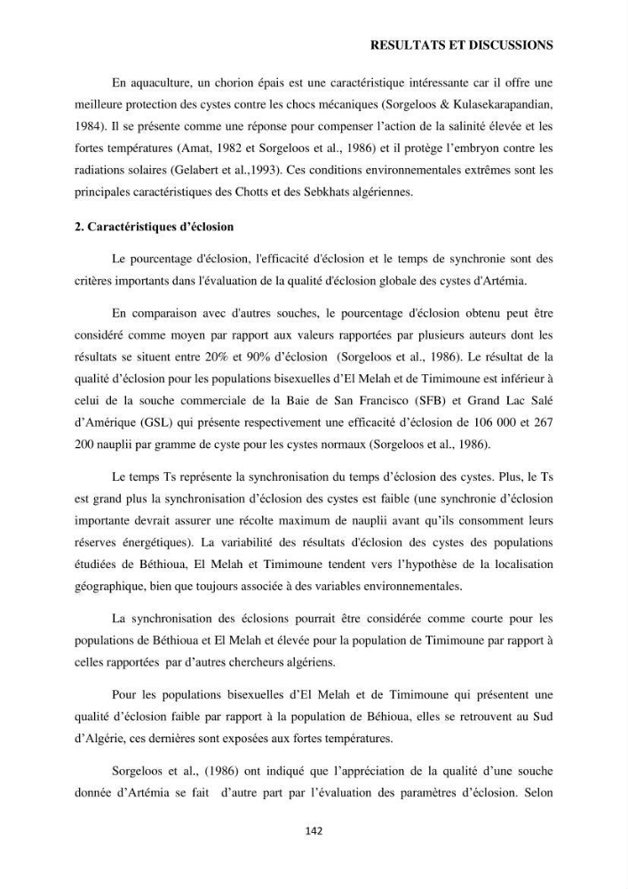 Evaluation des ressources d’artémie (Branchiopode) dans la partie ouest et sud-ouest de l’Algérie, une ressource alimentaire pour les poissons d’élevage.