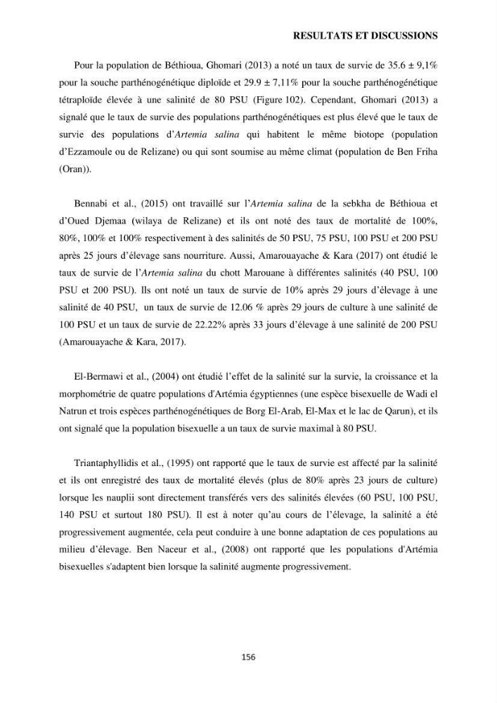 Evaluation des ressources d’artémie (Branchiopode) dans la partie ouest et sud-ouest de l’Algérie, une ressource alimentaire pour les poissons d’élevage.
