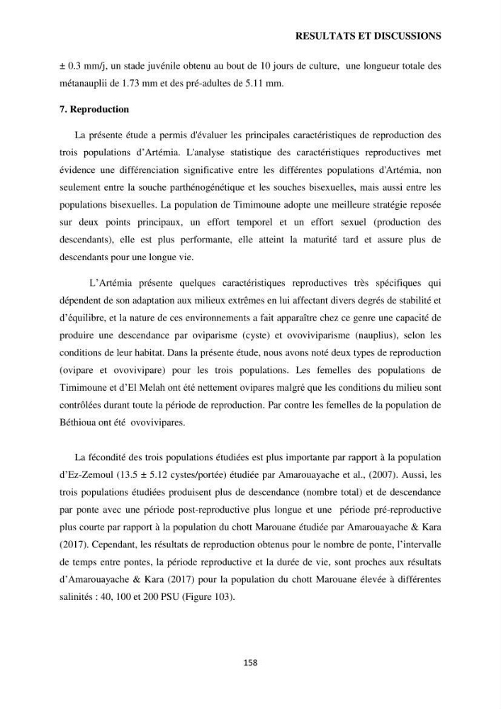 Evaluation des ressources d’artémie (Branchiopode) dans la partie ouest et sud-ouest de l’Algérie, une ressource alimentaire pour les poissons d’élevage.