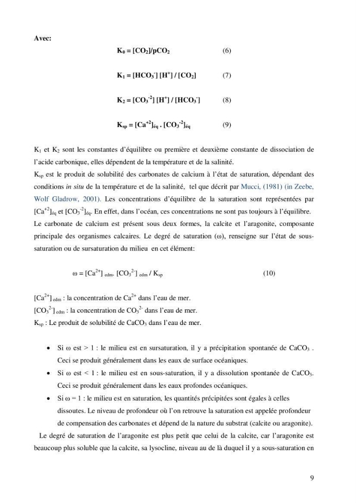 Contribution à l\'étude du cycle du carbone dans le bassin algérien