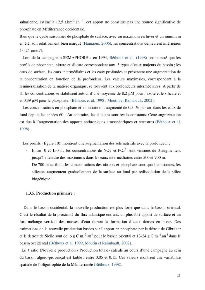 Contribution à l\'étude du cycle du carbone dans le bassin algérien