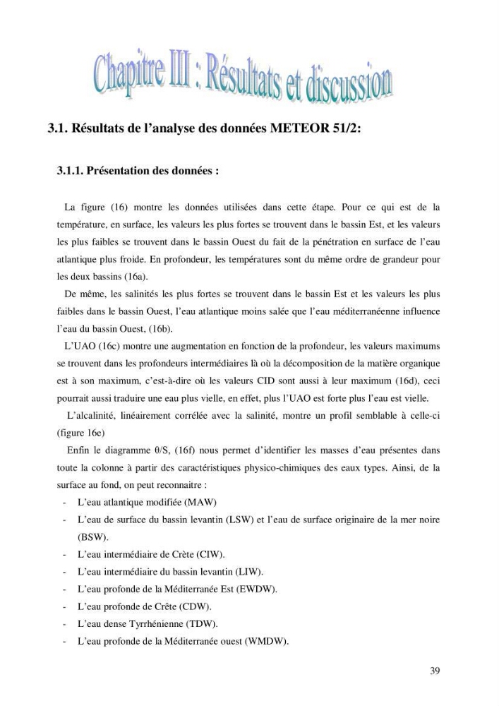 Contribution à l\'étude du cycle du carbone dans le bassin algérien