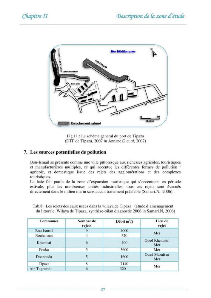 Evaluation de l\'état de la pollution par les sels nutritifs et les métaux lourds dans l\'eau et le sédiment superficiel de la baie de Bou-Ismail