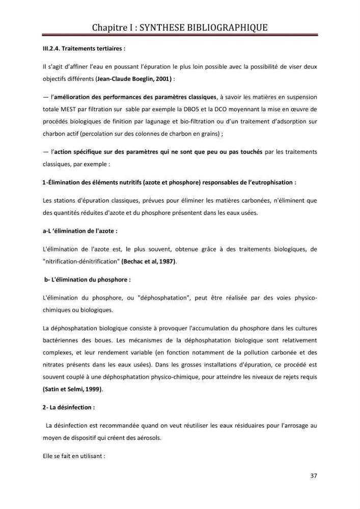 Contribution a L\'étude des parametres physico-chimique et bactériologiques du littoral de boudouaou el bahri pour la création d\'une station d\'une station d\'épuration