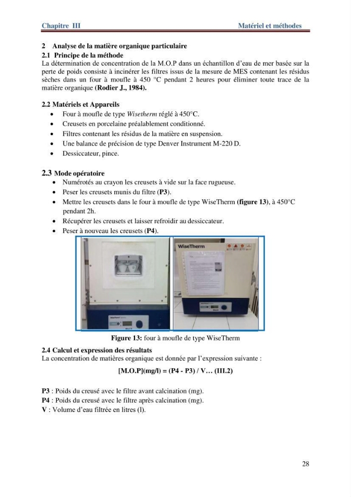 Les paramètres physico-chimiques de l\'eau de mer et de sédiment de la plage ouest de Sidi-Fredj