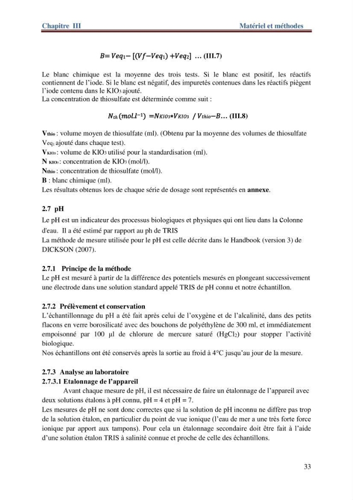 Les paramètres physico-chimiques de l\'eau de mer et de sédiment de la plage ouest de Sidi-Fredj