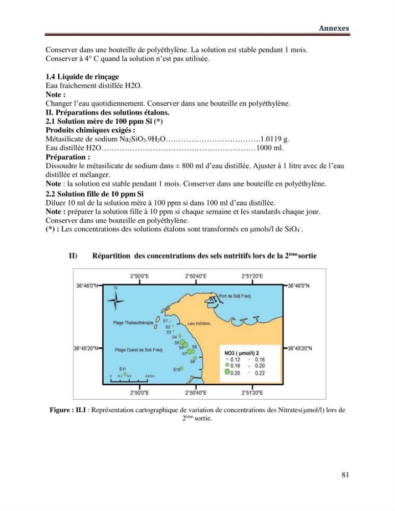 Les paramètres physico-chimiques de l\'eau de mer et de sédiment de la plage ouest de Sidi-Fredj