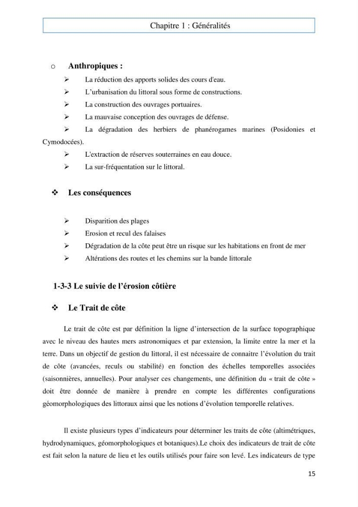 Evaluation du risque d\'érosion de la plage Est de Sidi Fredj (Alger)