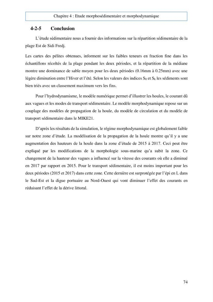 Evaluation du risque d\'érosion de la plage Est de Sidi Fredj (Alger)