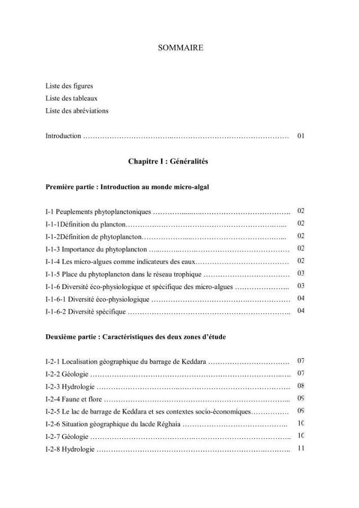 Etude comparative des peuplements phytoplanctoniques indicateurs de la qualité des eaux dans deux systèmes lacustres « le lac du barrage de Keddara(Boumerdes) et le lac de Réghaia(Alger) »