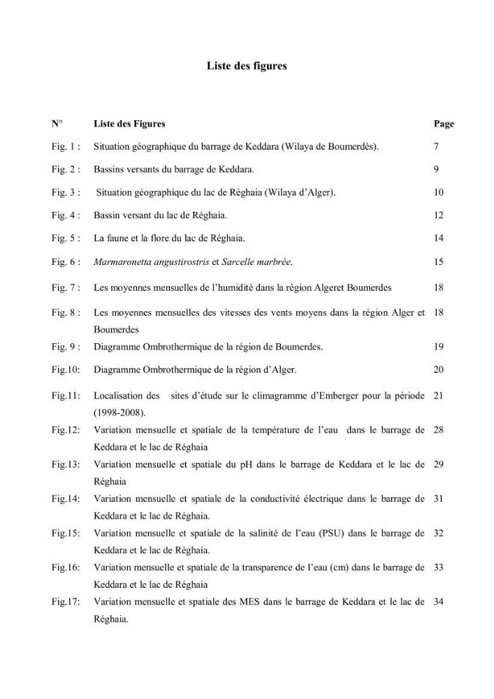 Etude comparative des peuplements phytoplanctoniques indicateurs de la qualité des eaux dans deux systèmes lacustres « le lac du barrage de Keddara(Boumerdes) et le lac de Réghaia(Alger) »