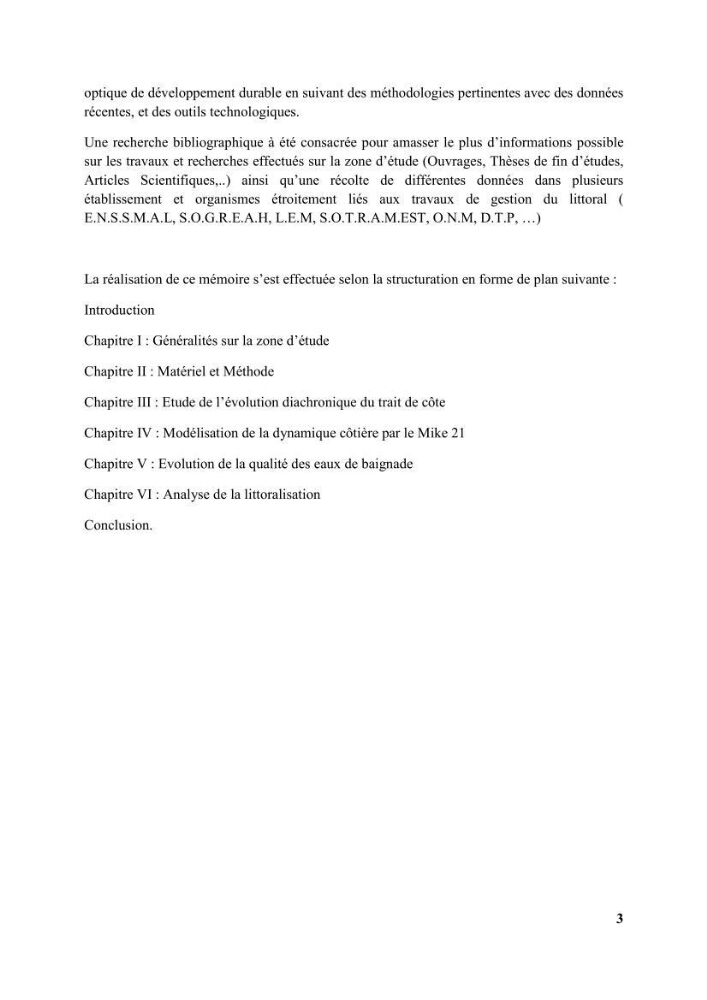 Etude d’impact des brise lames de la commune d’Ain Taya sur les points: érosion/accumulation et qualité des eaux de baignade