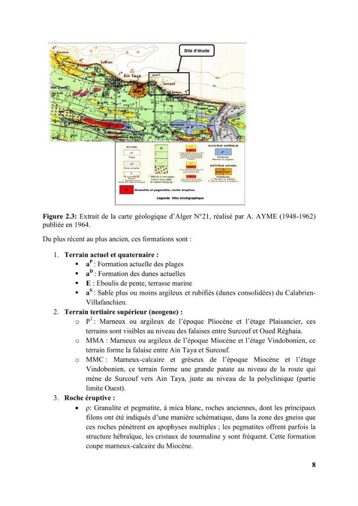 Etude d’impact des brise lames de la commune d’Ain Taya sur les points: érosion/accumulation et qualité des eaux de baignade