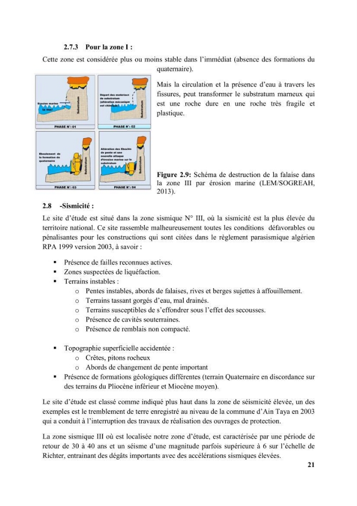 Etude d’impact des brise lames de la commune d’Ain Taya sur les points: érosion/accumulation et qualité des eaux de baignade