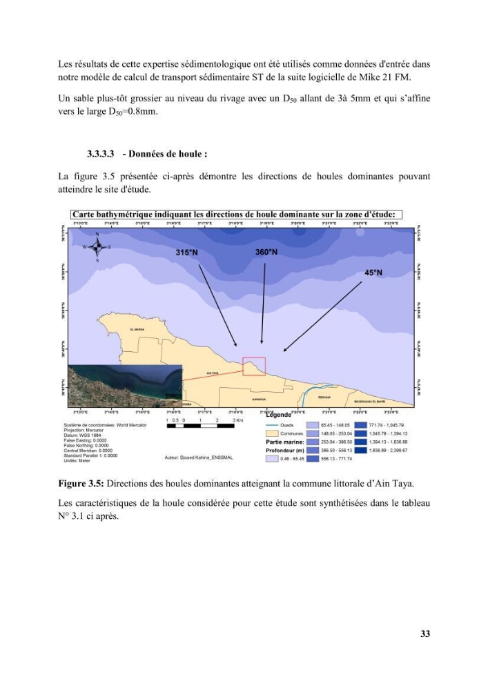 Etude d’impact des brise lames de la commune d’Ain Taya sur les points: érosion/accumulation et qualité des eaux de baignade