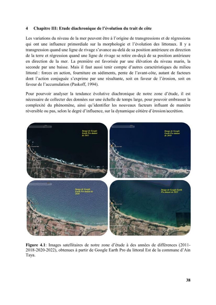 Etude d’impact des brise lames de la commune d’Ain Taya sur les points: érosion/accumulation et qualité des eaux de baignade