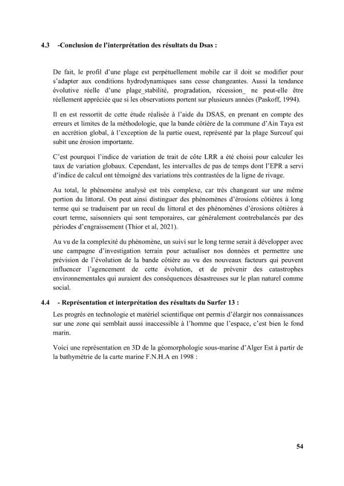 Etude d’impact des brise lames de la commune d’Ain Taya sur les points: érosion/accumulation et qualité des eaux de baignade