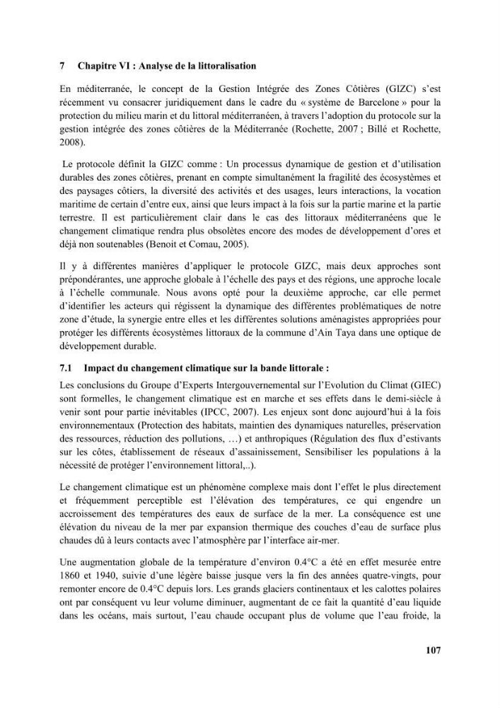Etude d’impact des brise lames de la commune d’Ain Taya sur les points: érosion/accumulation et qualité des eaux de baignade