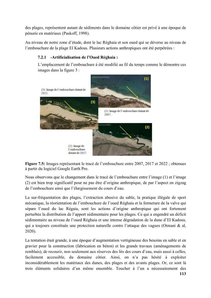 Etude d’impact des brise lames de la commune d’Ain Taya sur les points: érosion/accumulation et qualité des eaux de baignade