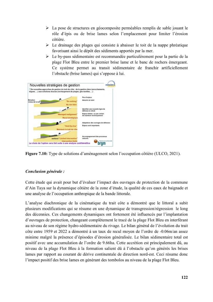 Etude d’impact des brise lames de la commune d’Ain Taya sur les points: érosion/accumulation et qualité des eaux de baignade