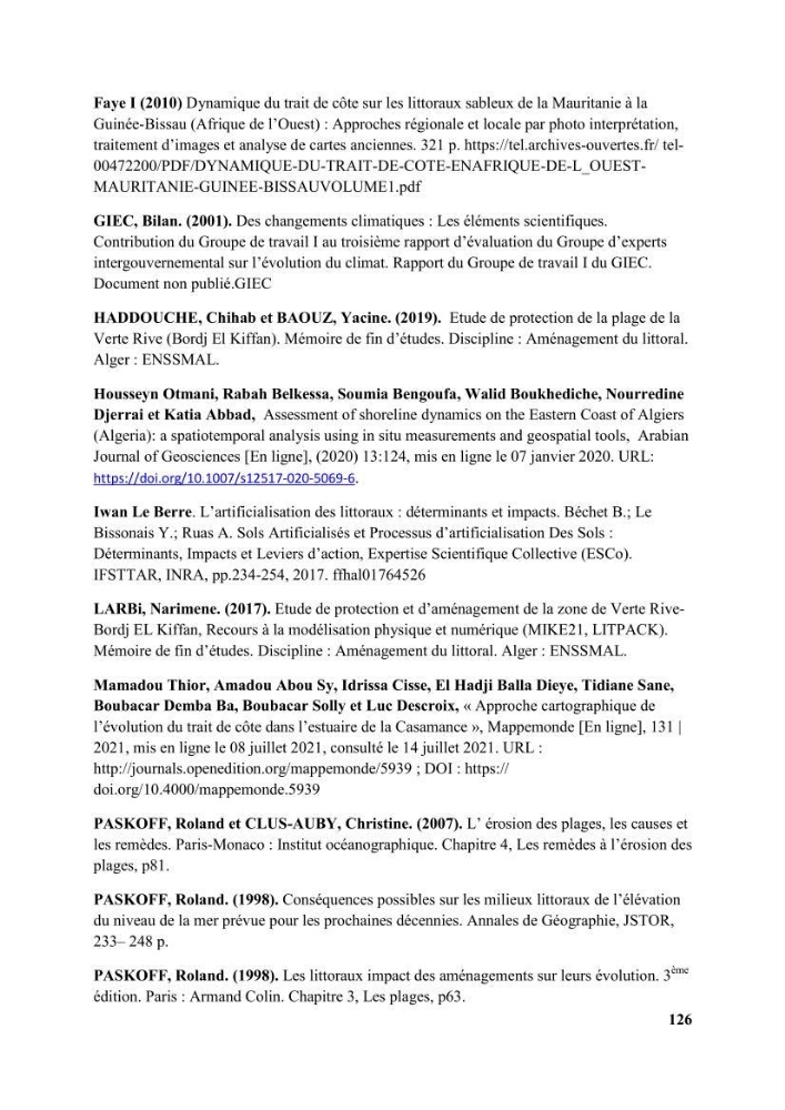 Etude d’impact des brise lames de la commune d’Ain Taya sur les points: érosion/accumulation et qualité des eaux de baignade