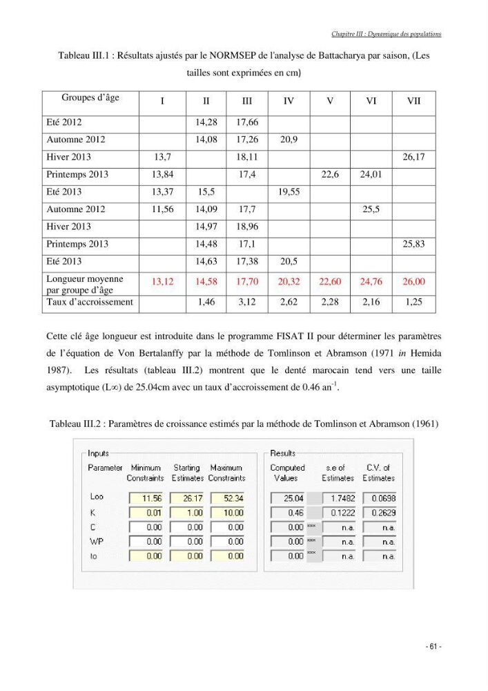 Structure,dynamique et exploitation de quelques populations de Dentex maroccanus (Osteichthyens,sparidae) dans le bassin algérien:
