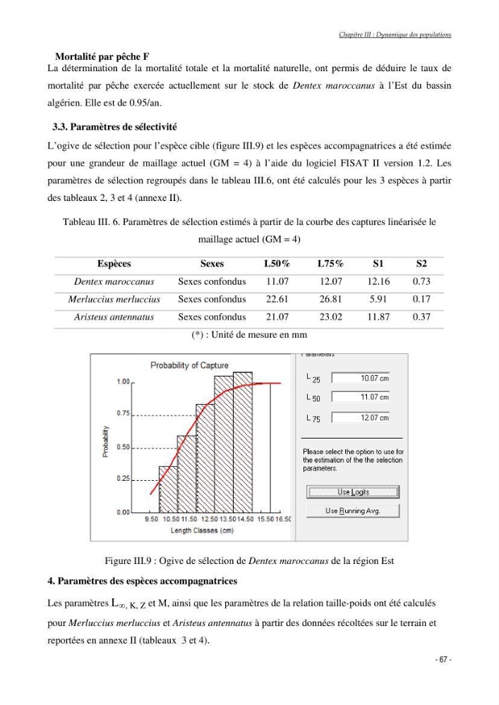 Structure,dynamique et exploitation de quelques populations de Dentex maroccanus (Osteichthyens,sparidae) dans le bassin algérien: