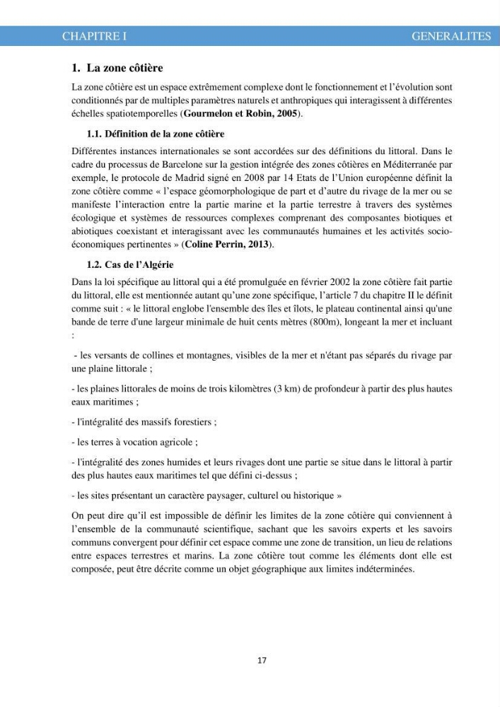 L\'évolution de l\'occupation du sol de la zone côtière du Parc National de Taza Jijel
