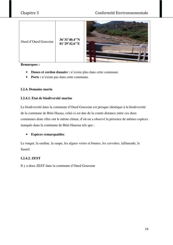 Evaluation de l\'état de mise en oeuvre de la loi 02-02 du 5 février 2002 relative à la protection et à la valorisation littorale dans la wilaya de Chlef \"secteur est\"