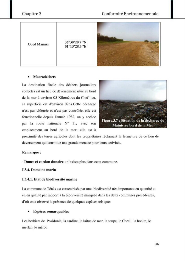 Evaluation de l\'état de mise en oeuvre de la loi 02-02 du 5 février 2002 relative à la protection et à la valorisation littorale dans la wilaya de Chlef \"secteur est\"