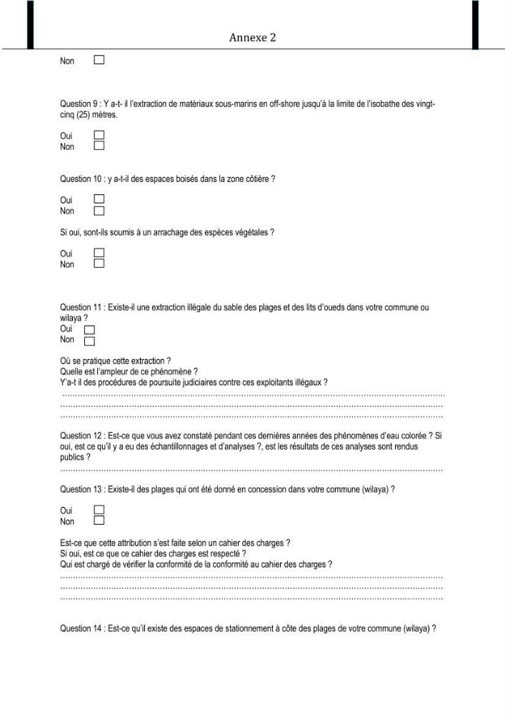 Evaluation de l\'état de mise en oeuvre de la loi 02-02 du 5 février 2002 relative à la protection et à la valorisation littorale dans la wilaya de Chlef \"secteur est\"