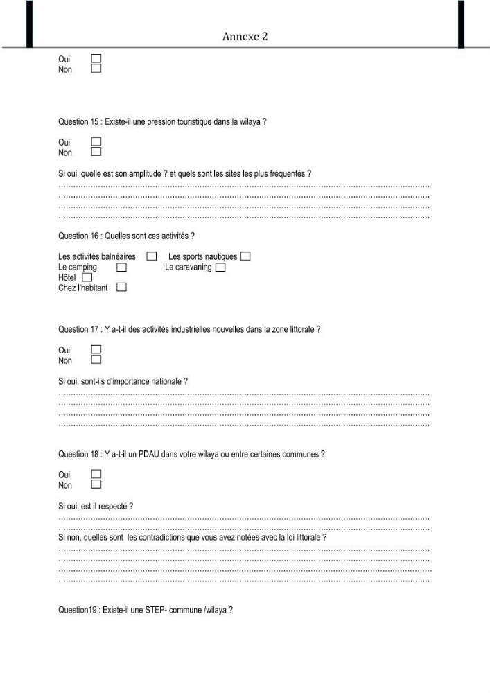 Evaluation de l\'état de mise en oeuvre de la loi 02-02 du 5 février 2002 relative à la protection et à la valorisation littorale dans la wilaya de Chlef \"secteur est\"